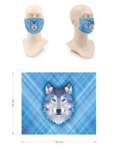 Mascarilla personalizada niños lobo azul